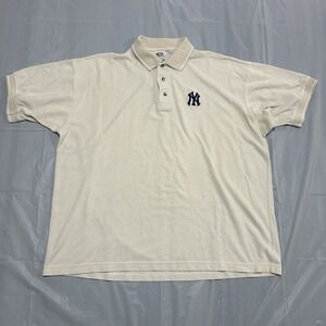 Vintage 90s True Fan New York Yankees Polo Shirt Men's Large White